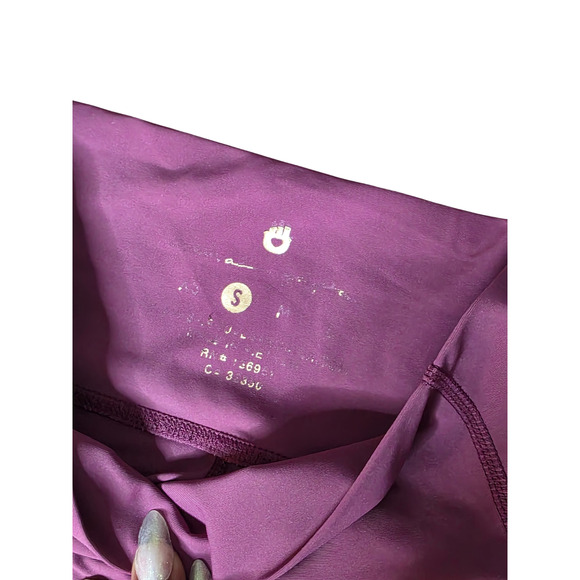 Athleta Set Small Bra Leggings Purple Rainbow Stripe Glitter Trim Matching Activ - Picture 12 of 12